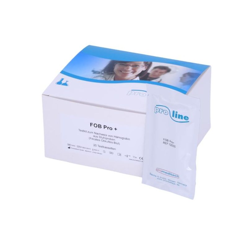 FOB PRO + | PROLINE | Testkassetten zum Nachweis von Hämoglobin aus Stuhlproben | 20 Testkassetten
