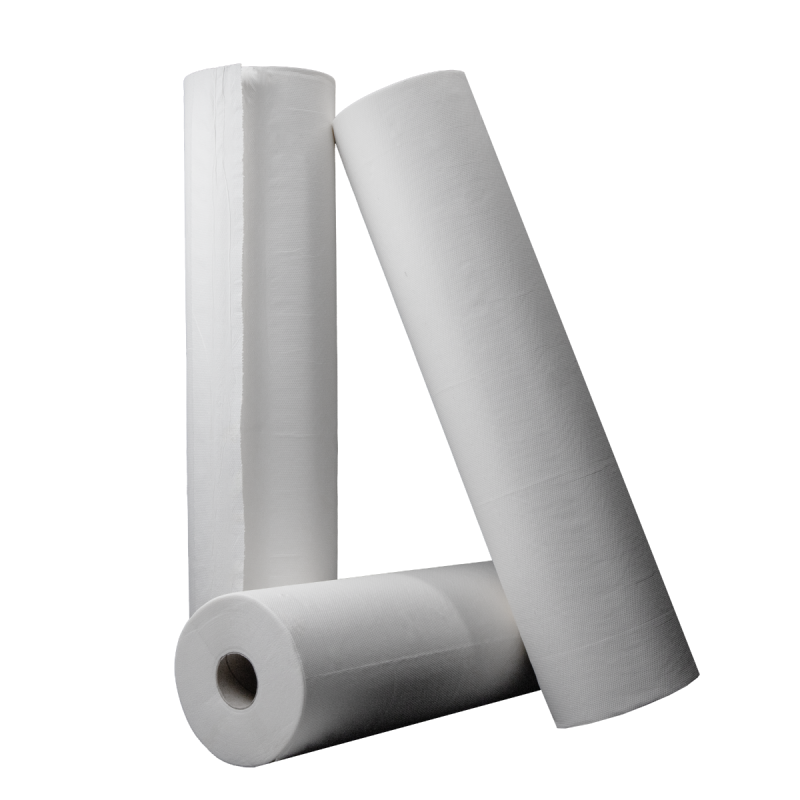 Ärztekrepp / Liegenabdeckrollen | 55 cm x 50 m | 2-lagig | weiß | perforiert auf 38cm | 9 Rollen einzeln verpackt