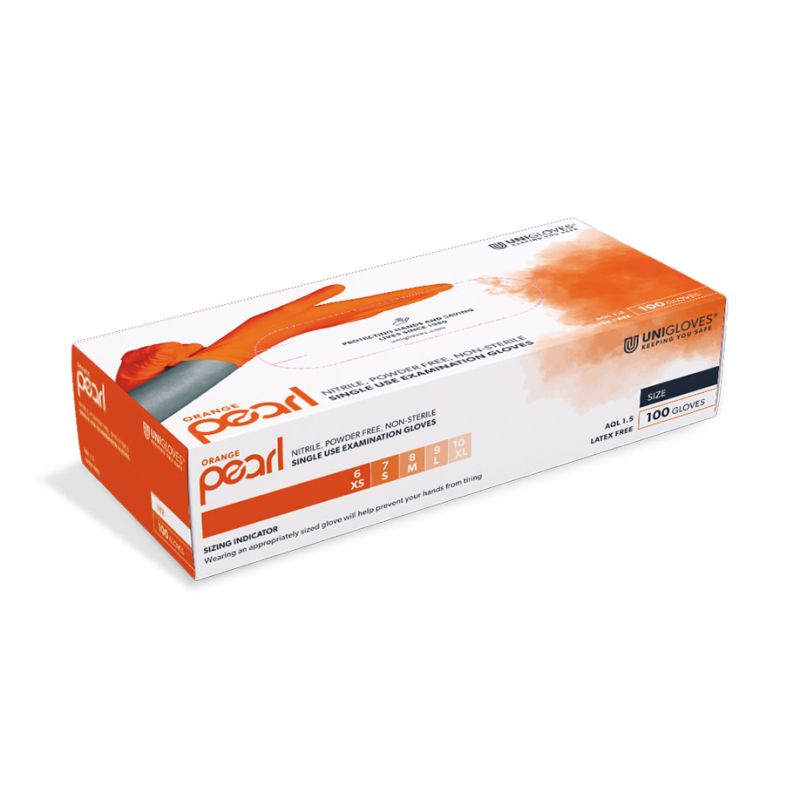 Orange Pearl Nitril U.-Handschuhe Gr. S