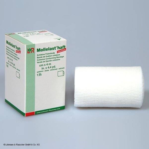 Mollelast haft latexfrei Fixierbinde weiß, 4 m x 12 cm