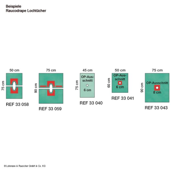 Raucodrape Lochtücher steril, 2-lagig, 45 x 75 cm, Loch-Ø 6 cm (130 Stck.)
