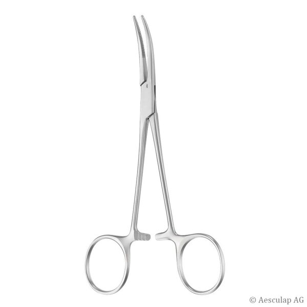 KELLY Arterienklemme, gebogen, 14 cm, fein, gerieft