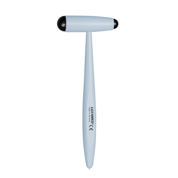 Reflexhammer nach Buck, klein, 18 cm, Aluminium, weiß-blau