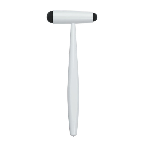 Reflexhammer nach Troemner, groß, 23 cm, Aluminium und Messing, weiß