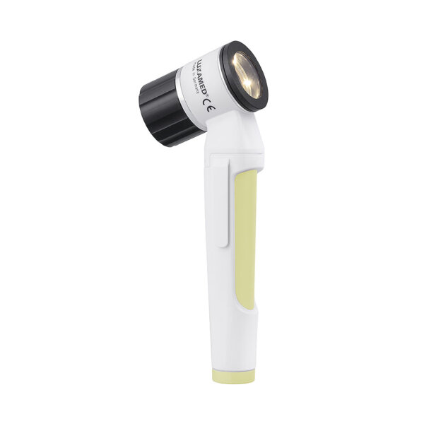 LuxaScope Dermatoskop LED 2,5 V, weiß/rapsgelb, Kontaktscheibe mit Skala COLOUR-EDITION