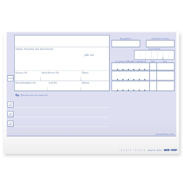 Privatrezept-Formulare blau DIN A6 quer (500 Stck.)