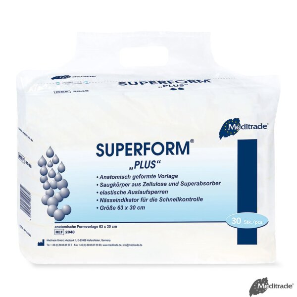 Superform Plus Inkontinenzvorlagen blau, 63 x 30 cm (5 x 30 Stck.)