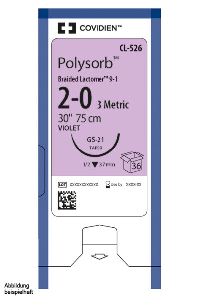 Polysorb geflochten CVF-23 4/0=1,5 Nahtmaterial Fadenlänge 75 cm (36 Stck.) ungefärbt