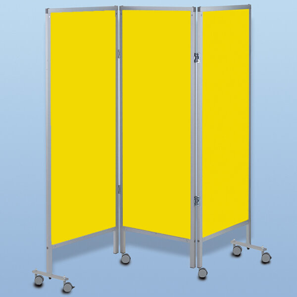 Wandschirm 3-flügelig, fahrbar, Farbe: gelb/gelb/gelb (Strecke)