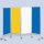 Wandschirm 4-flügelig, fahrbar, Farbe: blau/gelb/weiß/blau