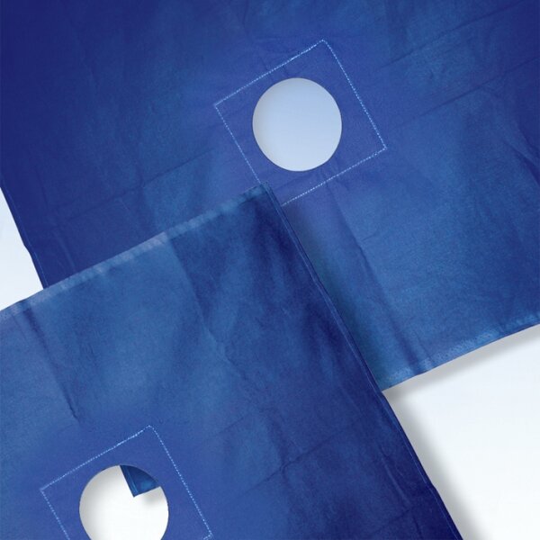 Abdecktuch 40 x 60 cm kornblau 100 % Baumwolle mit Loch Ø 10 cm
