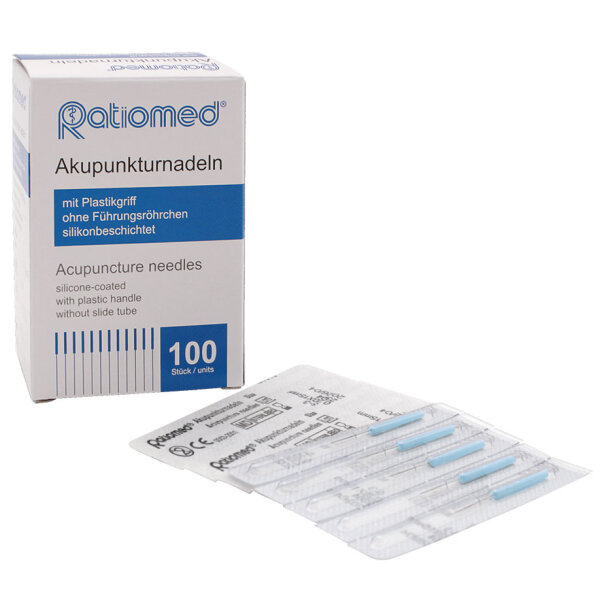 Akupunkturnadeln ratiomed 0,20 x 15 S3 silikonbeschichtet (100 Stck.) mit Plastikgriff