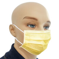 Einmal-Mundschutz gelb, mit runden, latexfreien...