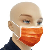 Einmal-Mundschutz orange, mit runden, latexfreien...