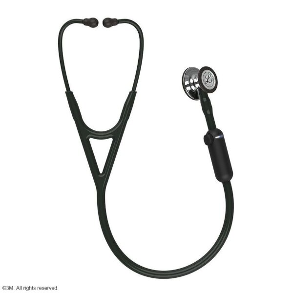 Littmann Elektronisches Stethoskop Modell CORE, hochglanzpoliertes Bruststück, Schlauch, Schlauchanschluss  und Ohrbügel in schwarz