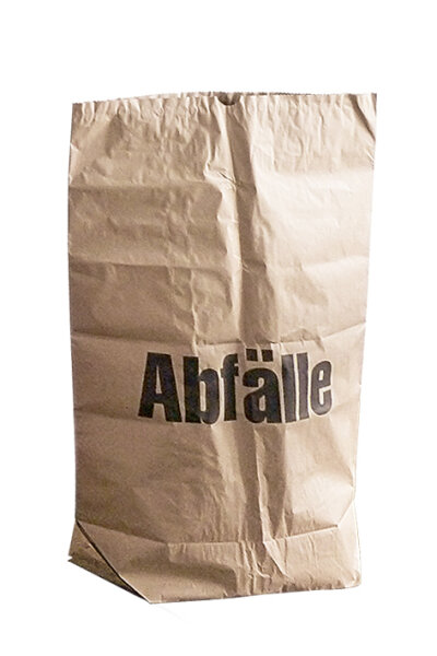 Papiersack 70 Ltr., 550+200 x 850 mm, mit Aufdruck Abfälle