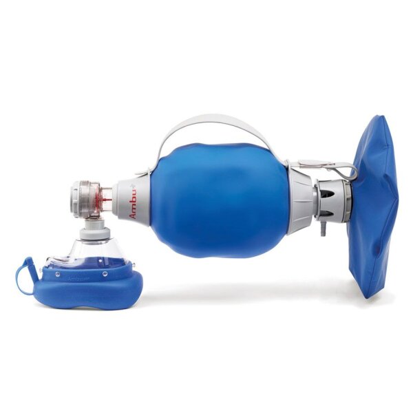 AMBU Mark IV, Beatmungsbeutel für Erwachsene und Kinder mit EMP, Erwachsene u. Kinder mit EMP, mit O2-Reservoirbeutel, transparenter Silikon-Gesichtsmaske Gr. 5