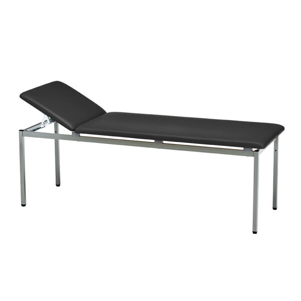 Untersuchungsliege classic schwarz, graualuminium lackiert,inkl.Rollenhalter