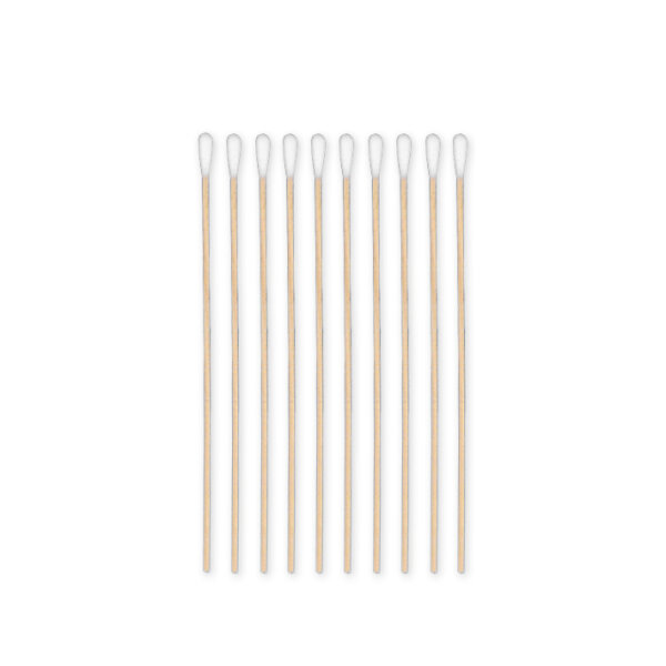 Wattestäbchen Holz, steril, 15 cm lang, Ø 2,5 mm, Wattekopf Ø 5 mm (100 Stck.)