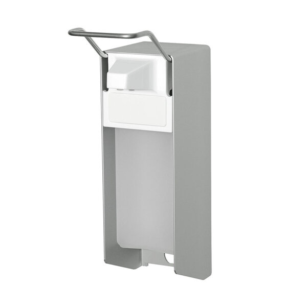 ingo-man classic 500 ml E 26 A/25 Seifen- und Desinfektionsmittelspender mit kurzem Bedienhebel, Aluminium silberfarbig eloxiert