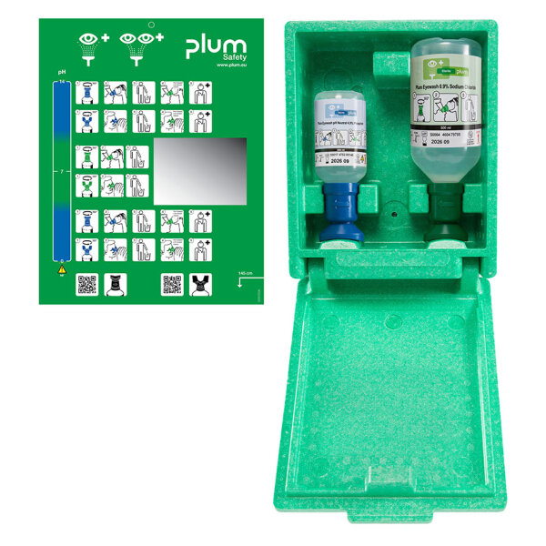 Plum Green Box mit 2 Flaschen in Wandbox mit separater Piktogrammtafel mit Spiegel  #4789 MDD#