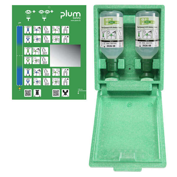 Plum Green Box mit 2 Flaschen, in Wandbox mit separater Piktogrammtafel mit Spiegel