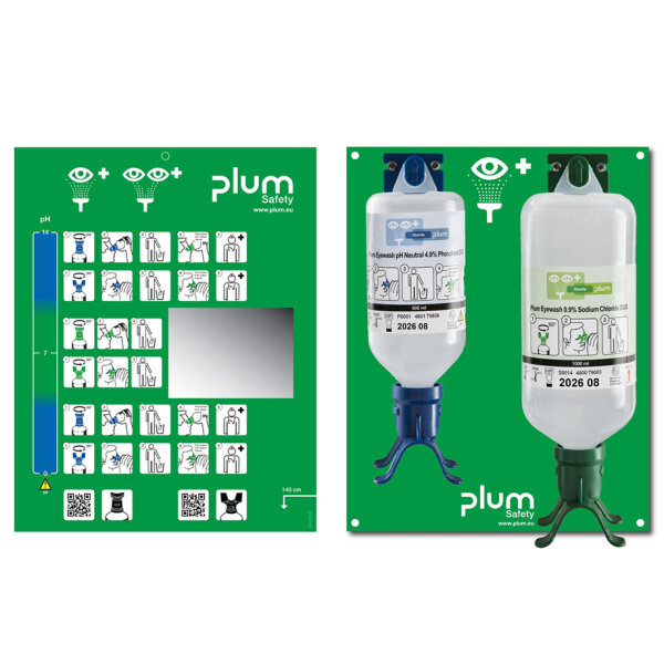 Plum Open Station Double, 2 Flaschen mit Anleitung, Wandhalter und Piktogramm