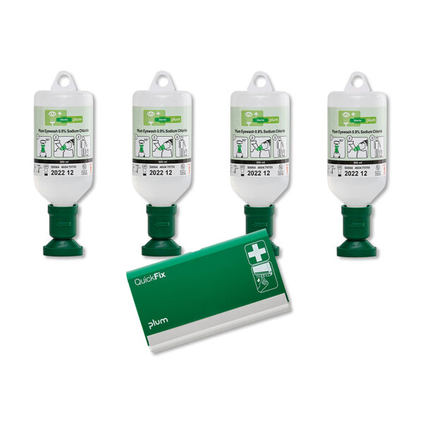 Plum Starter Set1, 4 x 500ml (4604) u. 1 x QuickFix Pflasterspender leer (5500)