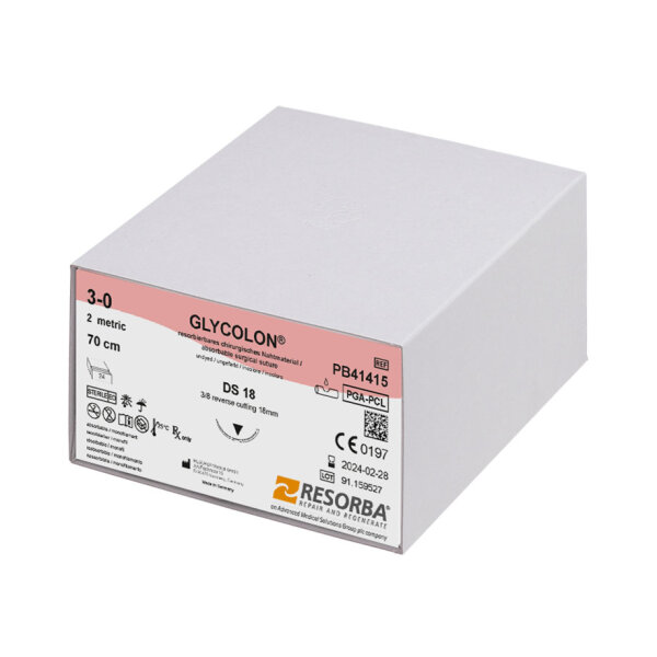 GLYCOLON DS 18 3/0=2 ungefärbt, Nahtmaterial Fadenlänge 70 cm (24 Stck.)