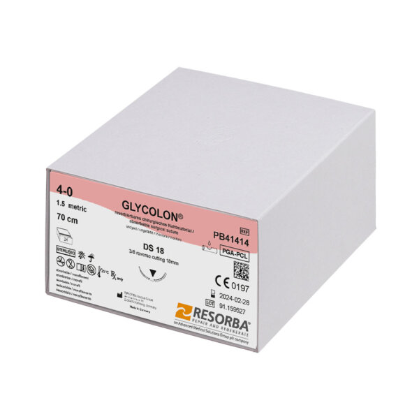 GLYCOLON DS 18 4/0=1,5 ungefärbt, Nahtmaterial Fadenlänge 70 cm (24 Stck.)