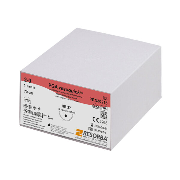 PGA-RESOQUICK HR 27 2/0=3, ungefärbt, Nahtmaterial Fadenlänge 70 cm (24 Stck.)