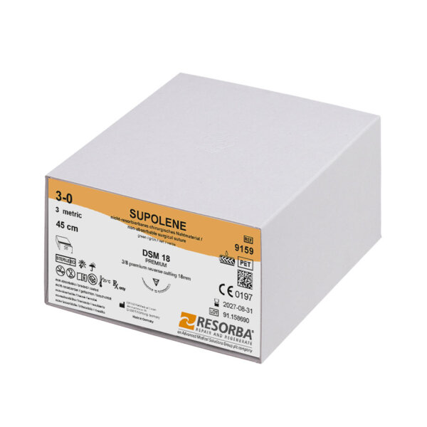 SUPOLENE DSM 18 2/0=3, grün, geflochten, Nahtmaterial Fadenlänge 45 cm (36 Stck.)