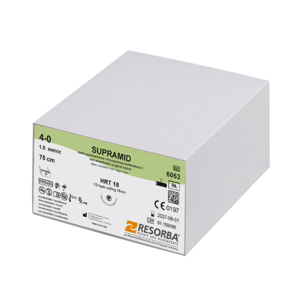 SUPRAMID HRT 18 4/0=1,5 schwarz, Nahtmaterial Fadenlänge 75 cm (36 Stck.)
