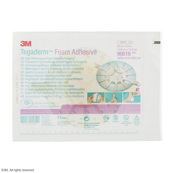 3M Tegaderm Foam Adhesive Schaumverband rund, m. Kleberand, Ø 13,9 cm (5 Stck.)