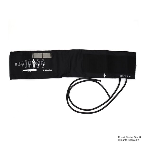 Klettenmanschette Erwachsene starke Arme 70 x 15 cm, 2-Schlauch, schwarz