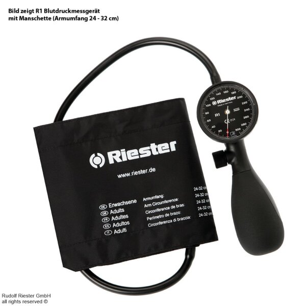 R1 shock-proof Blutdruckmessgerät Ø 52mm 1-Schlauch, mit Klettenmanschette Erw. schwarze Skala