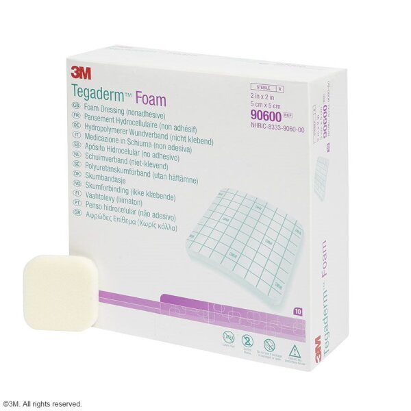 3M Tegaderm Foam Schaumverband nicht klebend, 5 x 5 cm (10 Stck.)