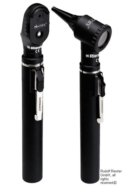 ri-mini Oto-/Ophthalmoskop XL 2,5 V schwarz, mit 2 Griffen Typ AA in Kunststoffetui