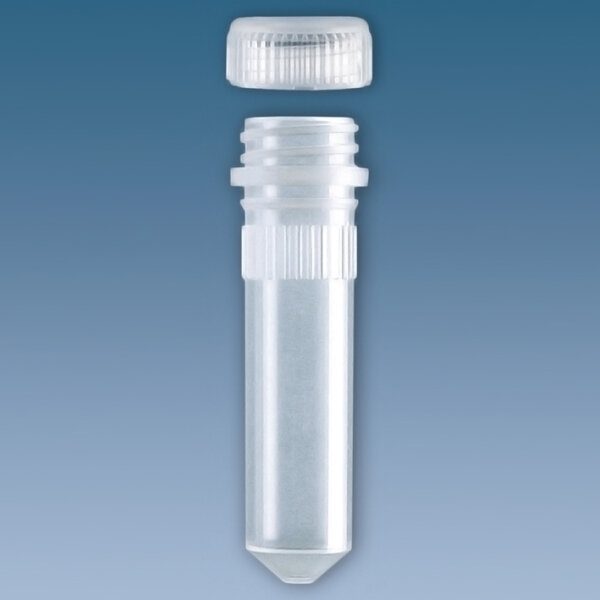 Mikro-PP-Röhrchen 2 ml, mit beiliegendem Schraubverschluss (500Stck) VE /