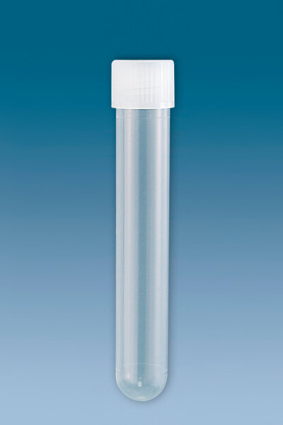 PP-Röhrchen 13 ml, 101 x 16,5 mm, mit montiertem Verschluss farblos, steril (500 Stck.)