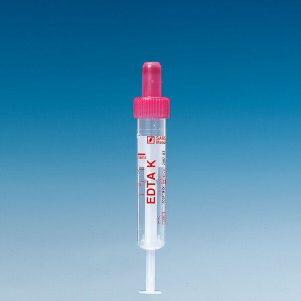 S-Monovetten 2,6 ml, 65 x 13 mm, K3 EDTA, steril (50 Stck.) transparentes Kunststoffetikett