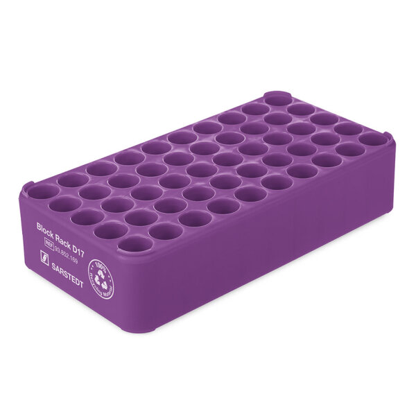 Sarstedt S-Monovette®-Rack D 17 | violett | 50 Bohrungen 17 mm | ohne Griff | 1 Stück