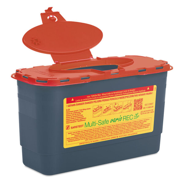Kanülensammler | Multi-Safe vario 2000 REC | 2 Liter | PP-Recyclingbox mit ovaler Öffnung | 1 Stück