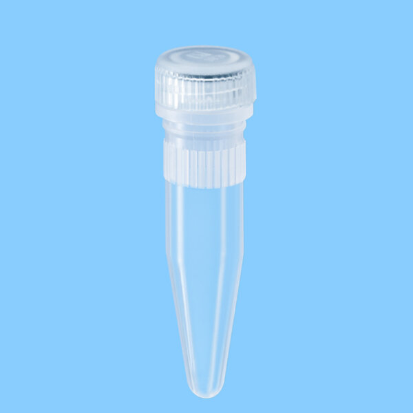 Mikro-Schraubröhren, 1,5 ml, PP, steril mit montiertem Verschluss (100 Stck.) ohne Druck, ohne Stehrand, mit Rändelung