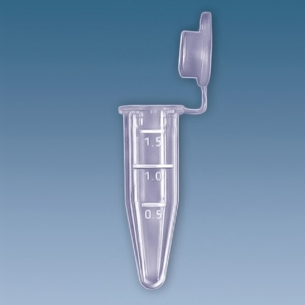 PP-Reaktionsgefäße 1,5 ml m. anhängendem PP-Stopfen, violett (500 Stck.) VE /