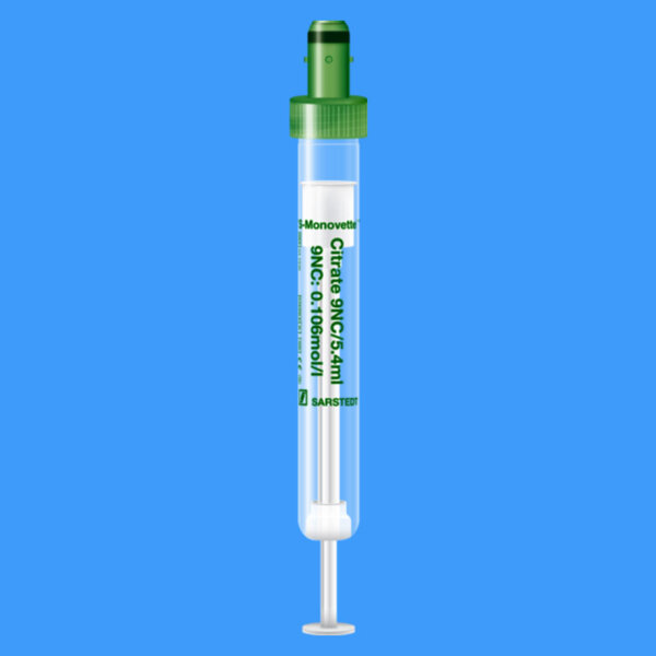 S-Monovetten 5,4 ml, 90 x 13 mm, Citrat 3,2%, steril (50 Stck.), transparentes Kunststoffetikett VE /