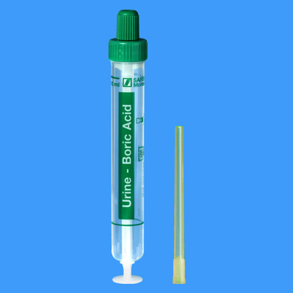 Urin-Monovetten 10 ml, Luer, 102 x 15mm, Borsäure, inkl. Entnahmespitzen (64Stck)