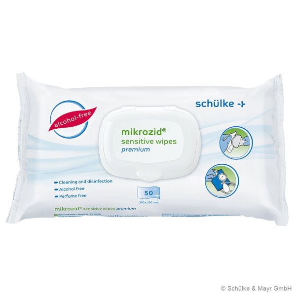 Mikrozid Sensitive Wipes Premium | alkoholfrei | 20x20cm | 50 Stück im Flowpack
