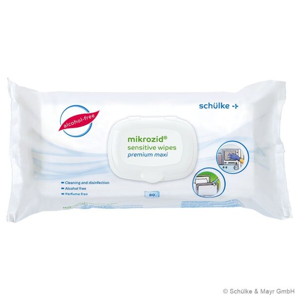 Mikrozid Sensitive Wipes Premium MAXI | 25 x 25 cm | 80 Tücher im Flowpack