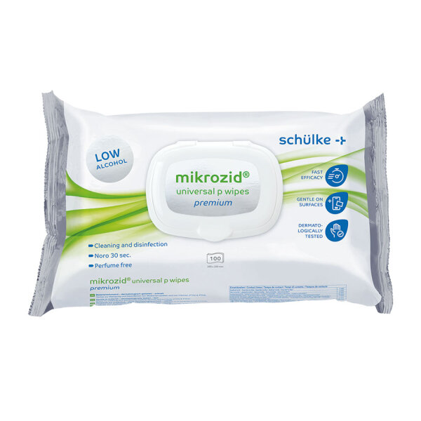 Mikrozid Universal Wipes Premium | gering alkoholisch | 20 x 20 cm | 100 Stück im Flowpack